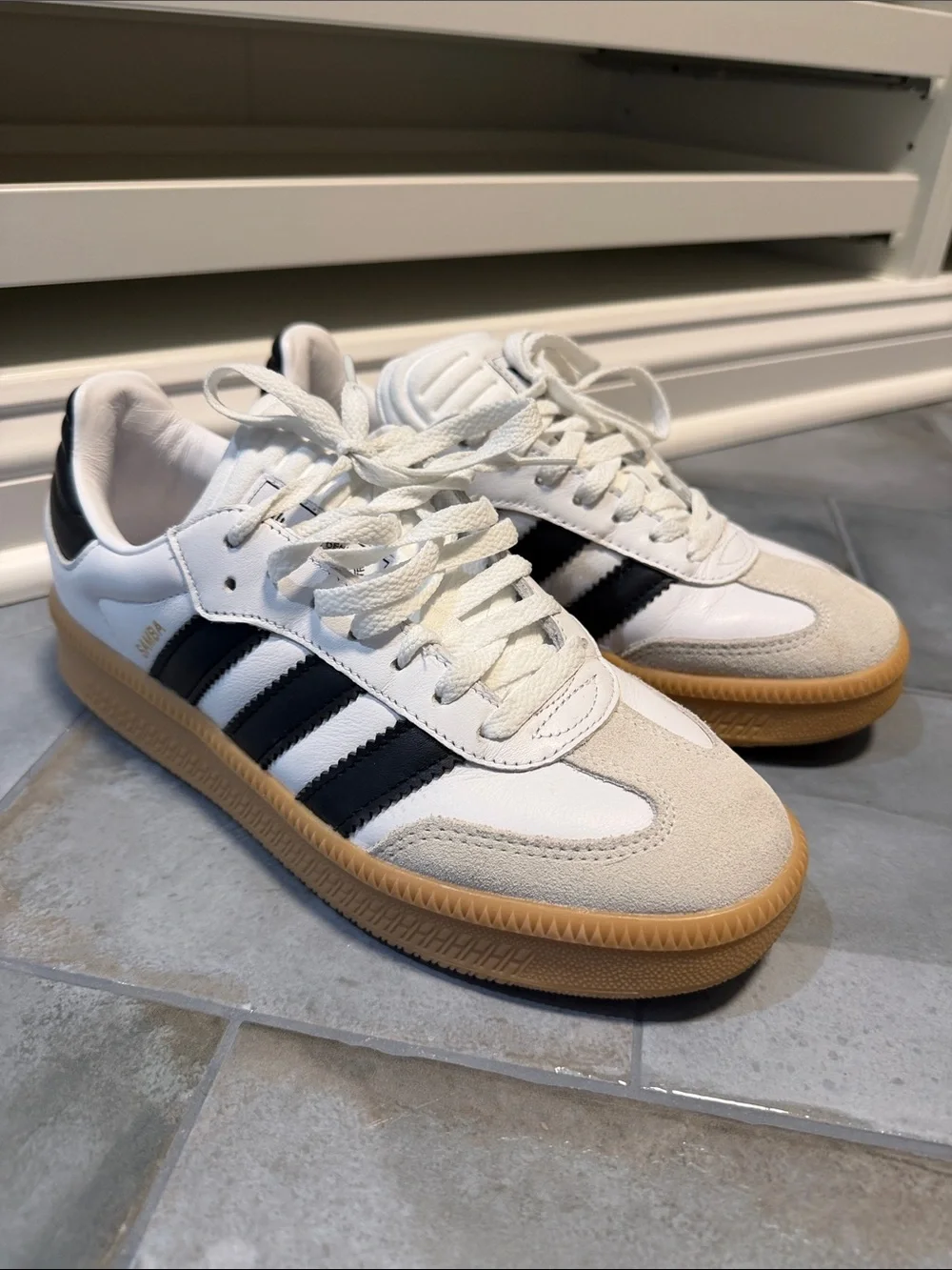 adidas White Black & Gum Classic Sneakers